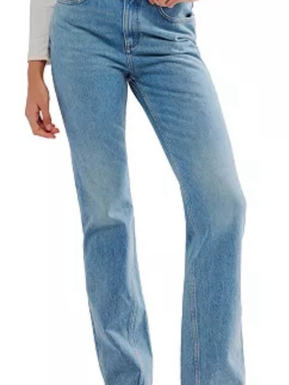 Free People Women's Size 28 High Rise Straight Leg Jeans Vintage Wash Distressed